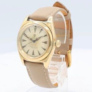 Vintage 1947 Rolex 3131 Bubble Back Men's Automatic Wristwatch Swiss 14k Gold
